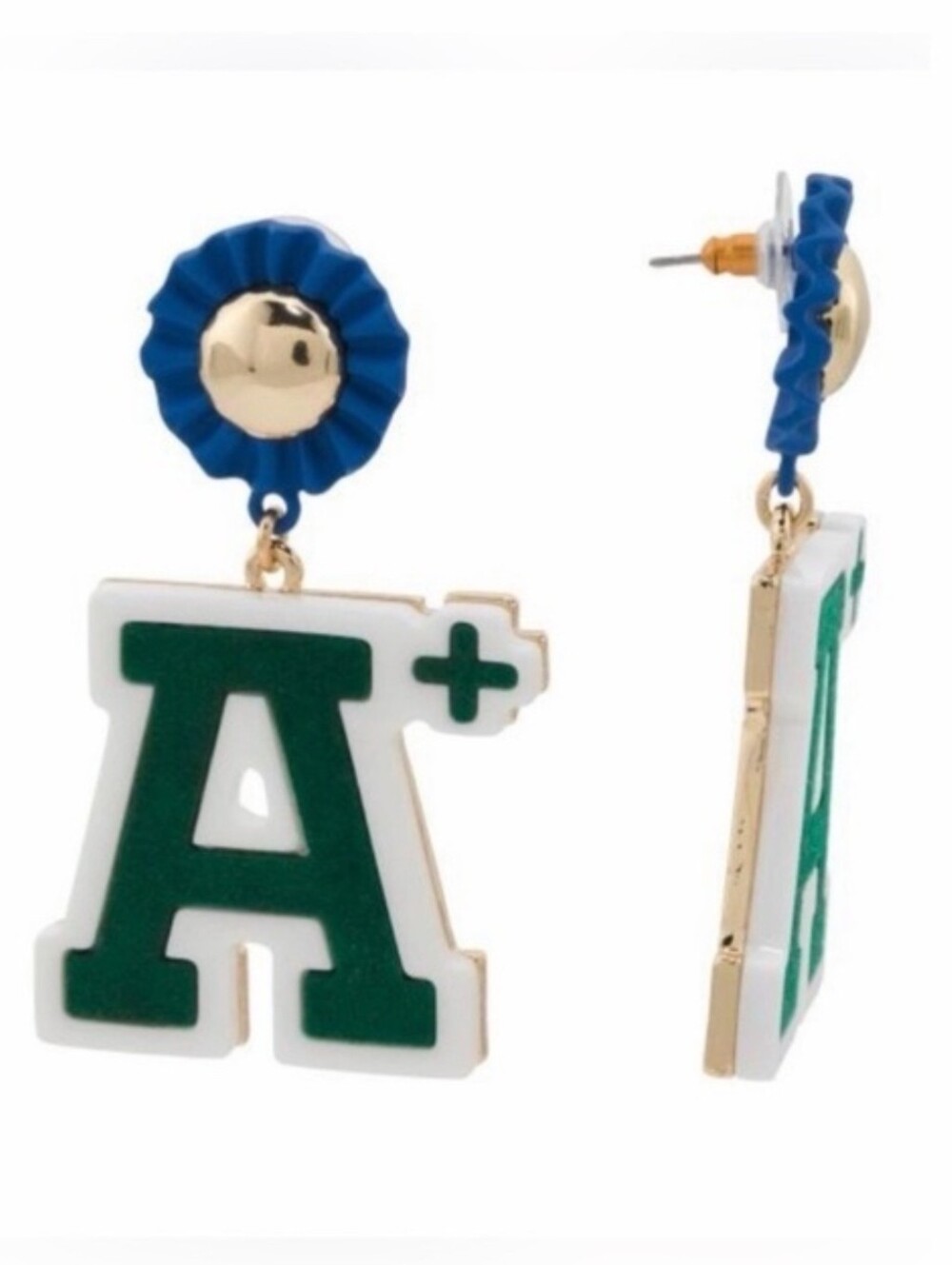 💙▪️Betsey Johnson▪️ First Of Class  School Green & Blue A+ Dangle Earrings